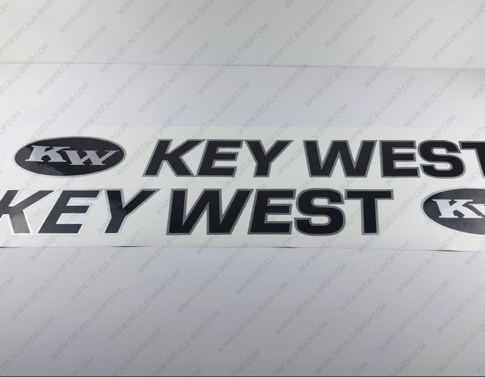 Key West Boat Logo Black/Silver Decal Set of 2 x 38"